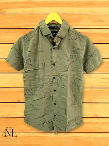 Green Printed Half-Sleeve Shirt