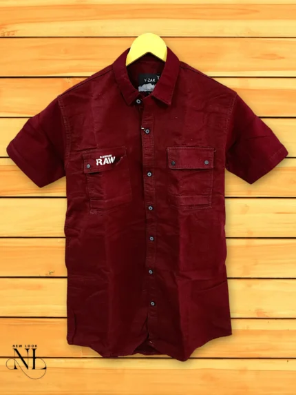 Maroon Plain Half-Sleeve Shirt