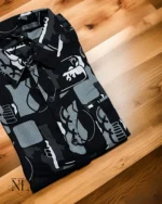 Black Printed Full Shirt For Men