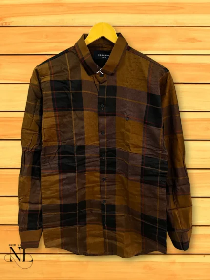 Dark Brown Checks Full Shirt for Men | Premium Cotton