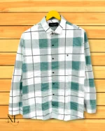 Green Checks Shirt for Men Cotton Formal Wear
