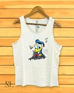 White Printed Cotton Vest | Gym & Casual Essential