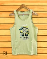 Lite Yellow Printed Cotton Vest for Men Summer Gym & Casual Wear