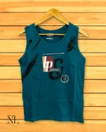 Dark Green Printed Cotton Vest Gym & Casual Wear