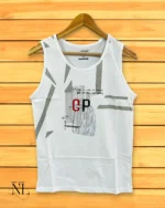 White Printed Cotton Vest for Men | Premium Gym & Casual Wear