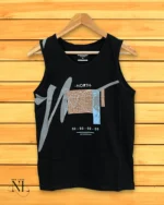 Black Printed Cotton Vest for Men | Stylish & Breathable