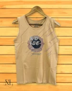 Classic Cream Printed Cotton Vest Gym & Casual Wear