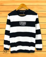 "Men’s Black Stripe Full T-Shirt | Soft Cotton Regular Fit