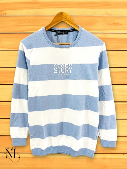 Men's Sky Blue Stripe T-Shirt | Soft Cotton Comfort