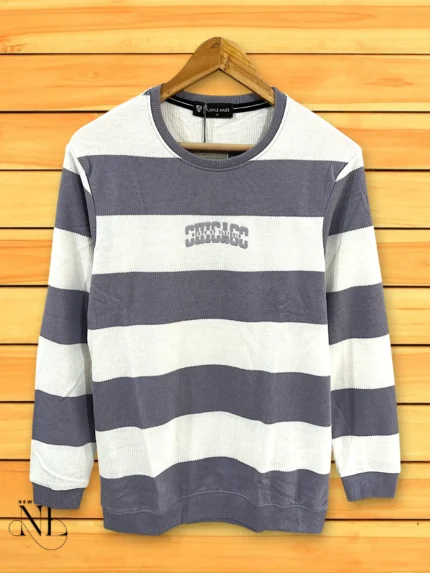 Men's Lite Grey Stripe T-Shirt Soft Cotton Comfort