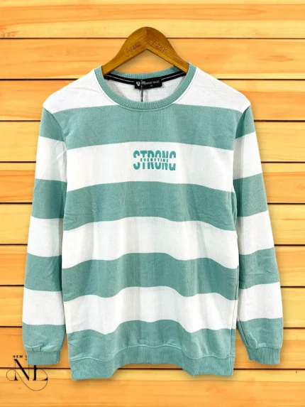 Men's Lite Green Stripe T-Shirt Soft Cotton Comfort