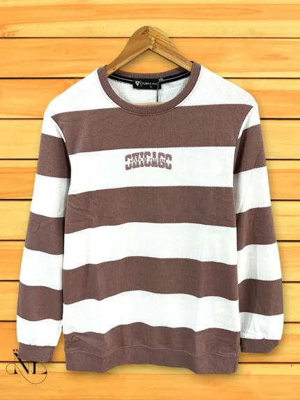 Men's Dark Brown Stripe T-Shirt | Soft Cotton Comfort