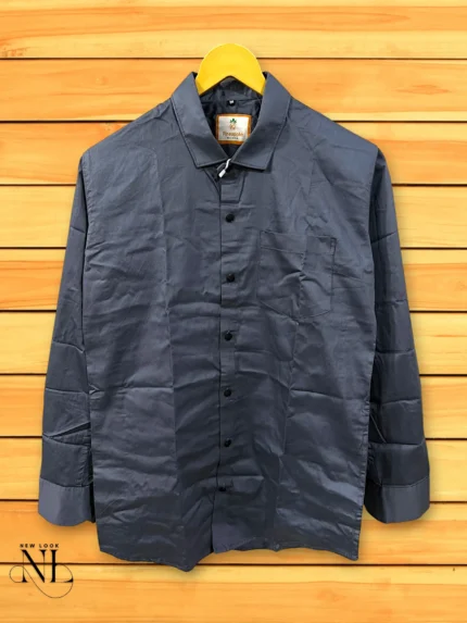 Men's Premium Dark Grey Plain Party Shirt Cotton Slim Fit