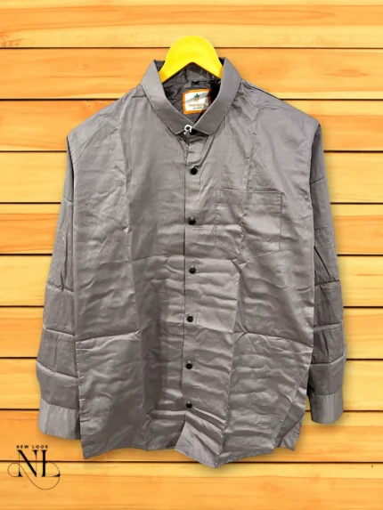 Men’s Lite Grey Plain Party Wear Shirt – Premium Cotton