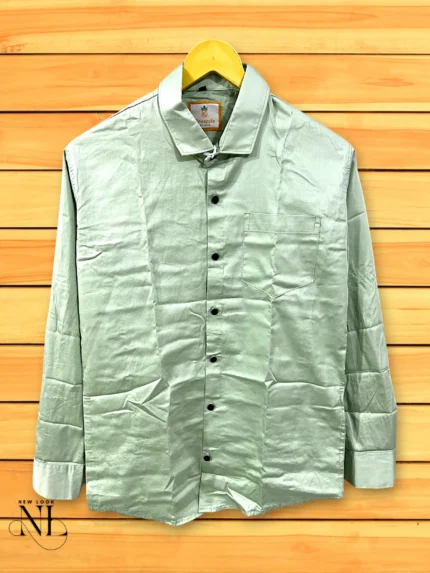 Men's Lite Green Plain Party Wear Shirt - Premium Cotton