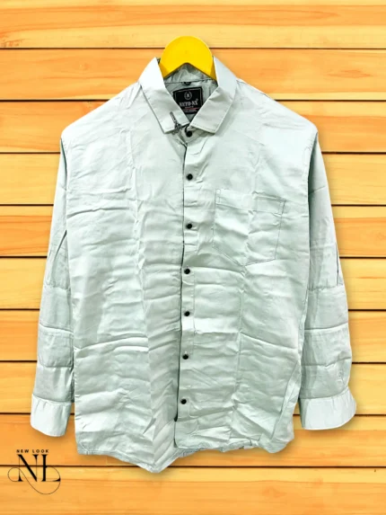Lite Green Plain Full Shirt For Men | Premium Cotton