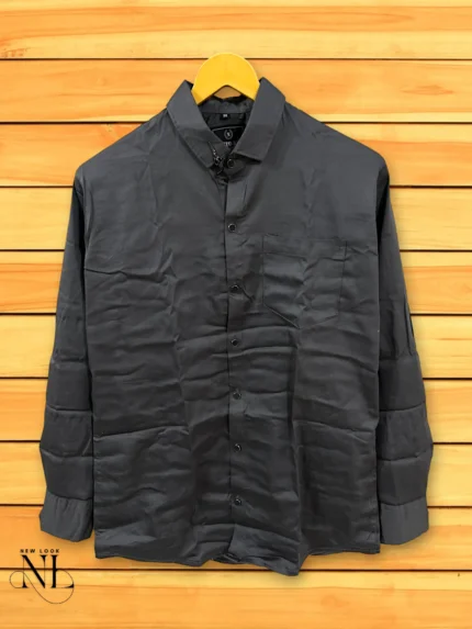 Dark Grey Plain Full Shirt For Men | Premium Cotton