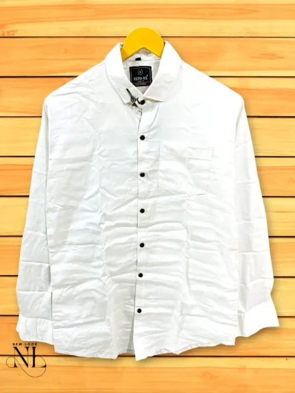 White Plain Full Shirt For Men | Premium Cotton