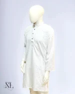 White Chikankari Kurta for Men Traditional Hand Embroidery