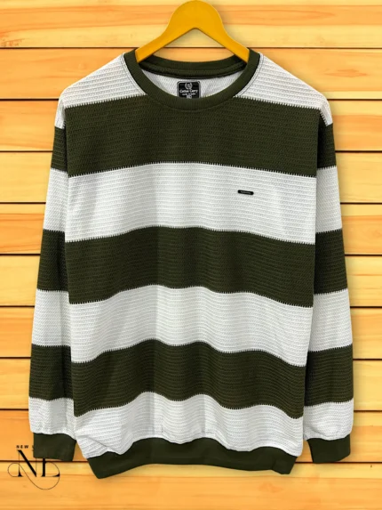 Dark Green Stripe T-Shirt for Men Premium Quality Stylish