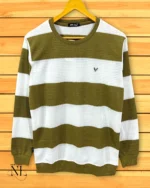 Olive Green Stripe T-Shirt for Men Earthy Casual Wear