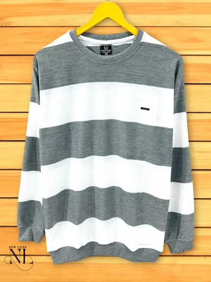 Classic Lite Grey Stripe T-Shirt for Men Versatile Casual Wearqq