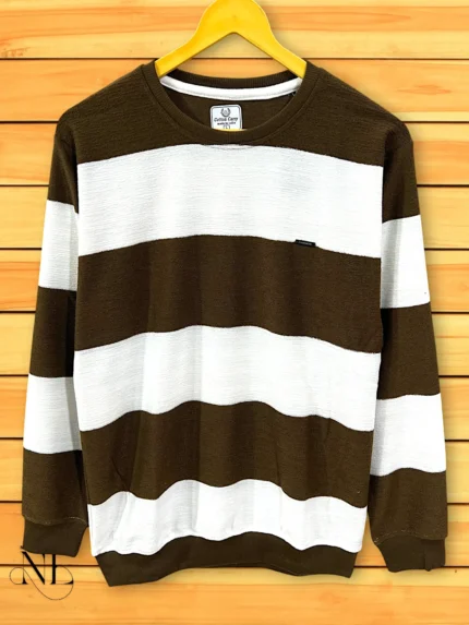 Dark Brown Stripe T-Shirt for Men Stylish Casual Wear