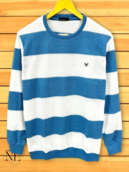 Sky Blue Stripe T-Shirt for Men Breathable Comfort