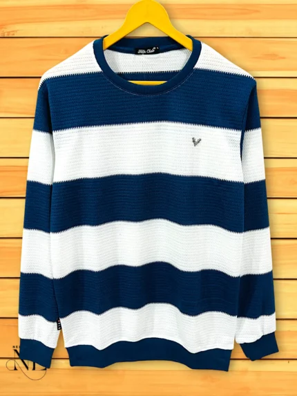 Navy Blue Stripe T-Shirt for Men Classic Style