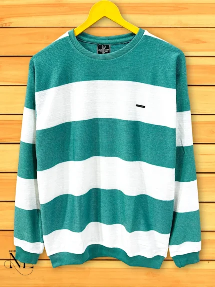 Classic Lite Green Stripe T-Shirt for Men Fresh Casual Style