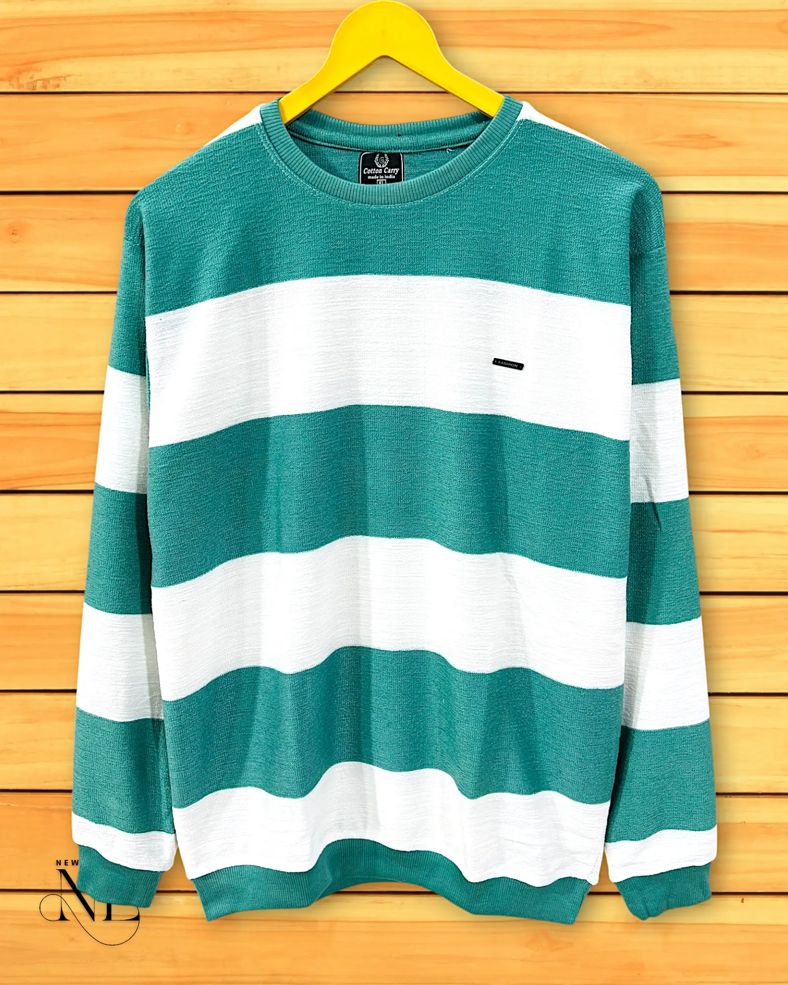 Classic Lite Green Stripe T-Shirt for Men Fresh Casual Style Classic Lite Green Stripe T-Shirt for Men Fresh Casual Style