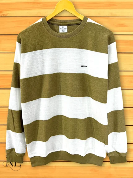 Stylish Olive Green Stripe T-Shirt for Men Trendy Casual Wear