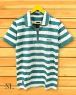 Lite Green Stripe Half Polo T-Shirt for Men Stylish Imported