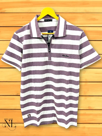 Lite Purple Stripe Half Polo T-Shirt for Men | Stylish Imported
