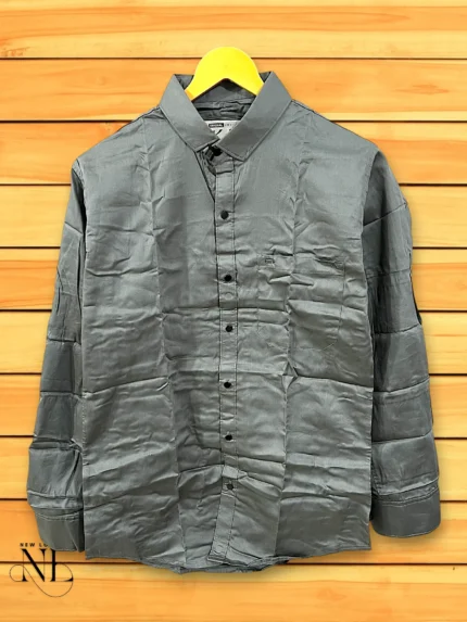 Lite Grey Satin Shirt For Men | Premium Party Wear