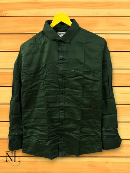 Dark Green Satin Shirt For Men | Premium Party Wear