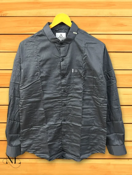 Lite Grey Plain Full Shirt For Men Stylish Cotton