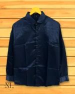 Navy Blue Party Shirt for Men Premium Cotton-Silk Blend