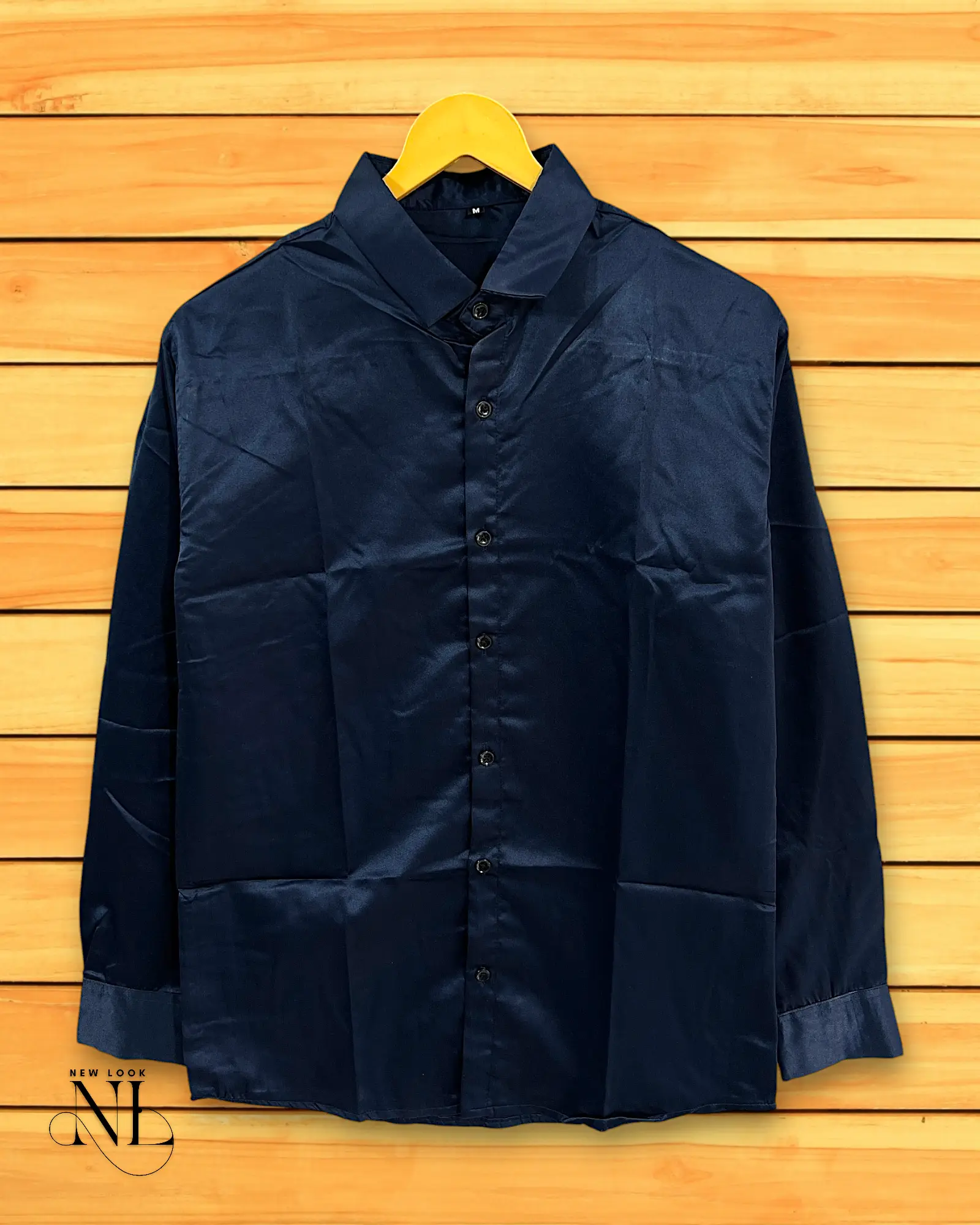 Navy Blue Party Shirt for Men Premium Cotton-Silk Blend