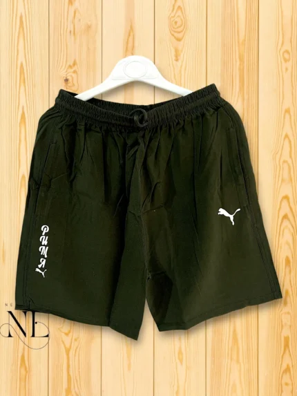 Plain Dark Green Parachute Shorts | Trendy & Quick-Dry