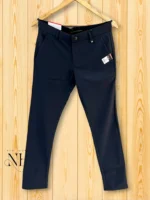Navy Blue Cotton Formal Pants for Men | Slim Fit