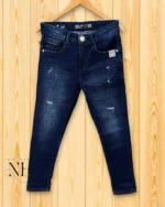 Navy Blue Funky Ankle Jeans | Distressed Denim | Urban Street