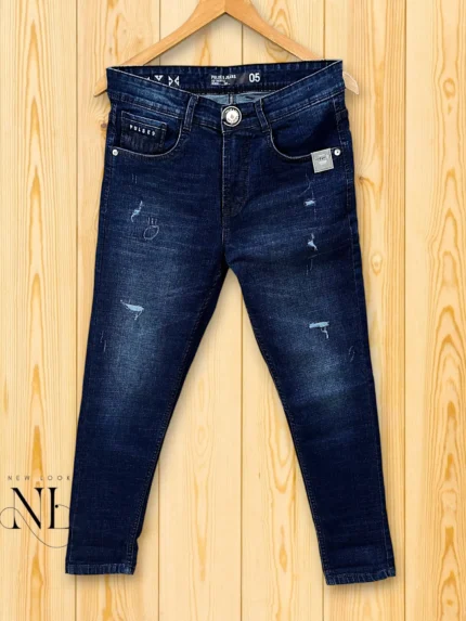 Navy Blue Funky Ankle Jeans | Distressed Denim | Urban Street