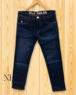 Dark Blue Plain Denim Jeans for Men | Classic Straight Fit