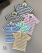 Stripe Half Polo T-Shirt for Men | Premium Imported