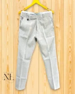 Cream Cotton Formal Pants - Slim Fit Wedding & Office Wear