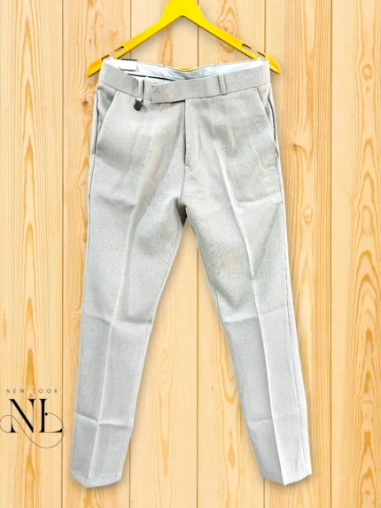 Cream Cotton Formal Pants - Slim Fit Wedding & Office Wear