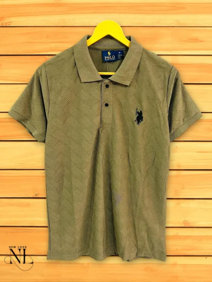 Olive Green Plain Polo T-Shirt for Men | Military-Inspired Style