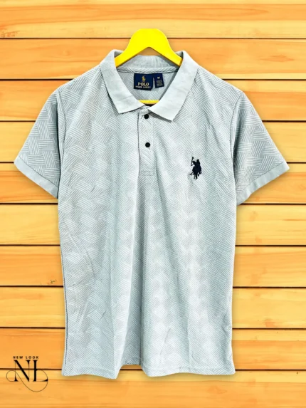 Plain Lite Grey Half Polo T-Shirt for Men Minimalist Style