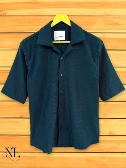 Oversize Dark Blue Plain Shirt for Men | Trendy Relaxed Fit